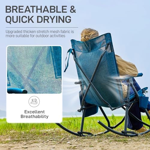 EVER ADVANCED Compact Rocking Camping Chair, Breathable Mesh Folding Rocker - Image 3