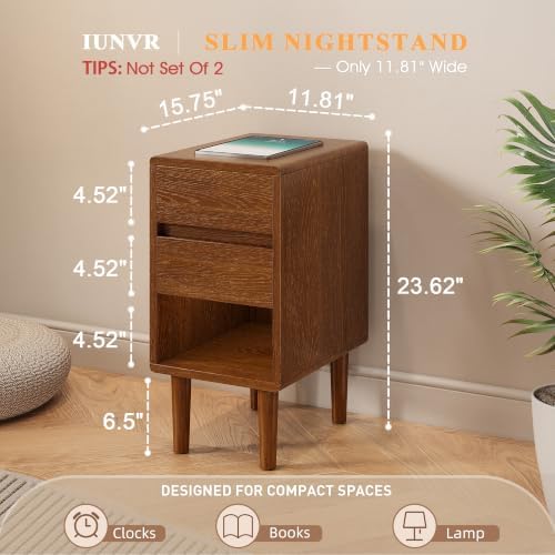 Narrow Nightstand 2 Drawers - Image 2