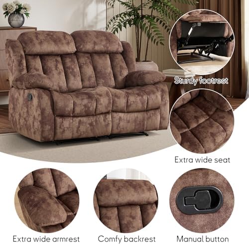 EBELLO Manual Reclining Sofa Set, Classic Recliner Sofa - Image 3