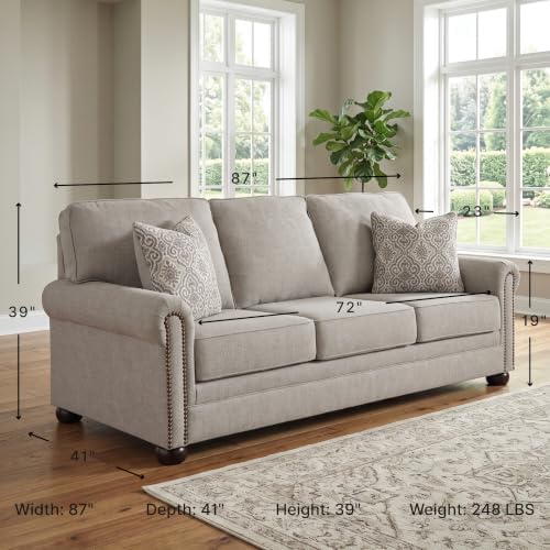 Signature Design by Ashley Queen Sleeper Sofa Couch Bed, Dune Beige - Image 4