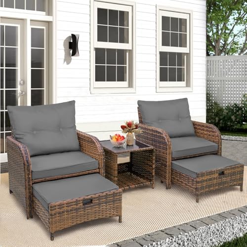 5 Pieces Wicker Outdoor Patio Chairs - Image 5