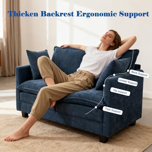 50'' Loveseat Sofa Cloud Sofa Couch, Modern Loveseats 2 Seat Couch 27" Deep Seat - Image 4