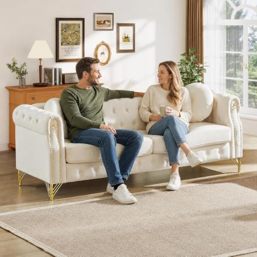 82" Velvet Chesterfield 3-Seater Sofa - Image 3
