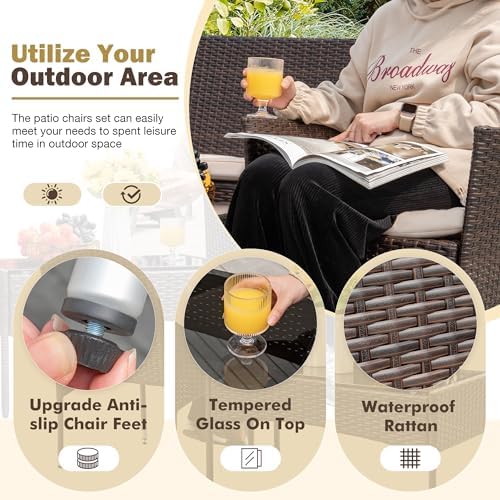 Homall 4 Pieces Outdoor Patio Furniture Set, Rattan Chairs - Image 3