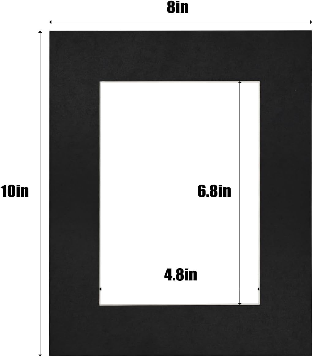 Egofine 8x10 Black Picture Mats Pack of 14, Frame Mattes for 5x7 Pictures, Acid Free, 1.2mm Thickness, with Core Bevel Cut