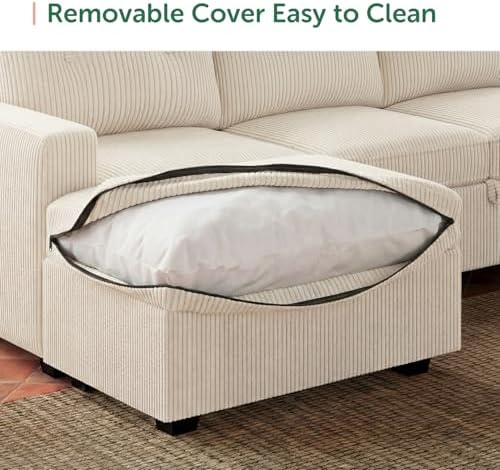 HONBAY Corduroy Sectional Sleeper Sofa - Image 6