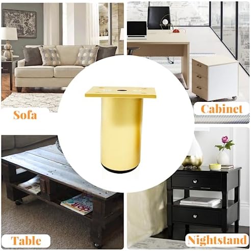 4-Pack Adjustable Aluminum Alloy Furniture Legs 2.36" Height Gold - Image 5