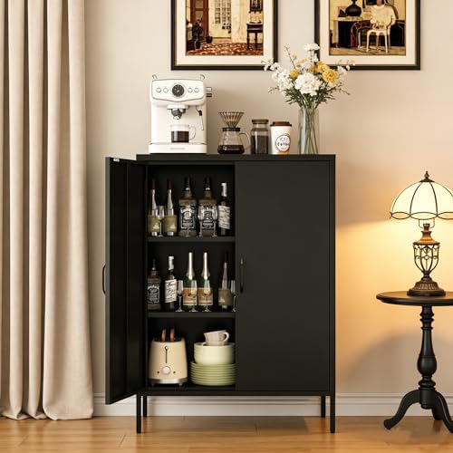 Metal Locker Cabinet, 3 Tier Modern Storage Freestanding Sideboard by XIOMIOHTRQ