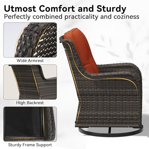 6 Piece Outdoor Wicker Patio Furniture Set, Outdoor Swivel Rocker Patio Chairs - Image 3