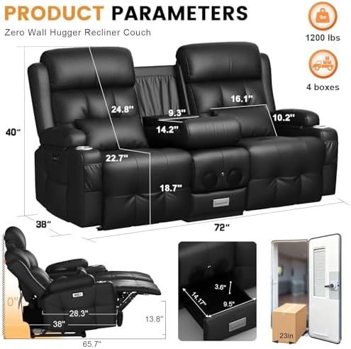 Home Theater Seating, Power Loveseat Recliner Sofa - Image 2