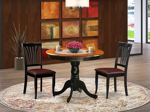East West Furniture ANAV3-BLK-LC 3 Piece Dining Room Furniture Set Contains a - Image 2