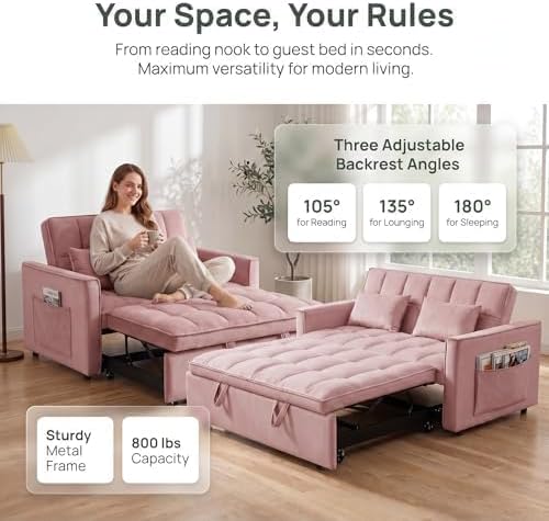 NicBex Sleeper Sofa Bed with Adjustable Backrest & Side Pockets - Image 6