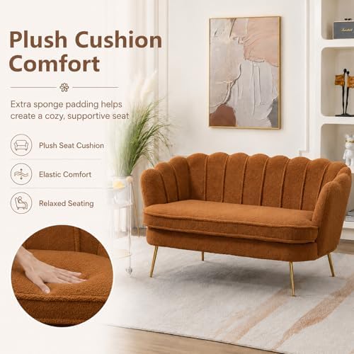 anwickjeff 59" Wide Modern Boucle Loveseat Small Sofa Small Mini Room Couch - Image 4