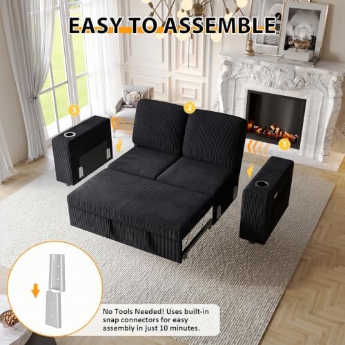 63 Inch Sleeper Sofa Bed, 3 in 1 Pull Out Couch Bed - Image 6