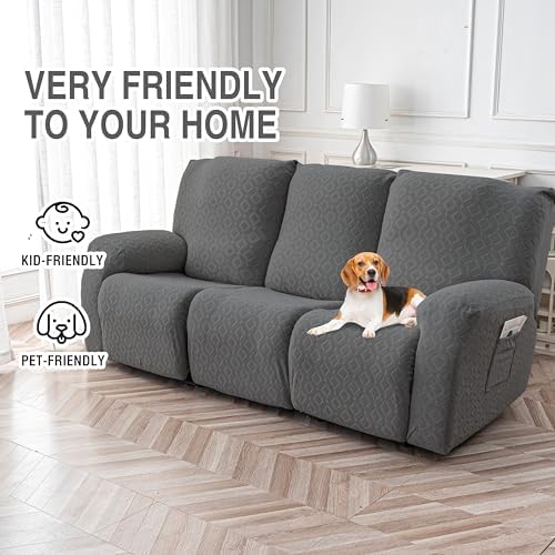 Gennia Waterproof Recliner Sofa Cover, 3 Seat Couch Cover, Dark Gray - Image 4