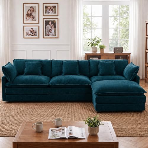 Tmsan 111.42" Blue Modular Sectional Sofa Cloud Couch - Image 3
