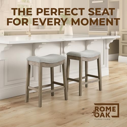 ROME + OAK Parker 26" Backless Saddle Stool, Reclaimed Oak - Image 7