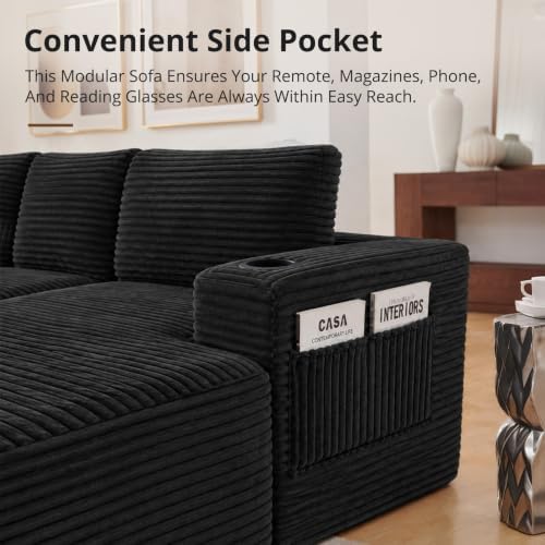Skepphlay 133" U Shaped Couch, Boneless Sectional Couches - Image 4