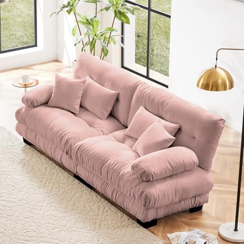 Modular Sectional Sofa for Living Room, 94.4" Comfy Cloud Couch, 2 Seater Pink by Wunlerlant