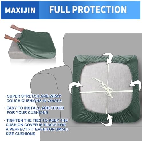 MAXIJIN Velvet Stretch Cushion Covers Couch Cushion Slipcovers Loveseat Sofa - Image 4