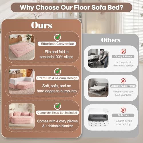 75'' Folding Sleeper Sofa Bed, Memory Foam Boneless Couch - Image 5