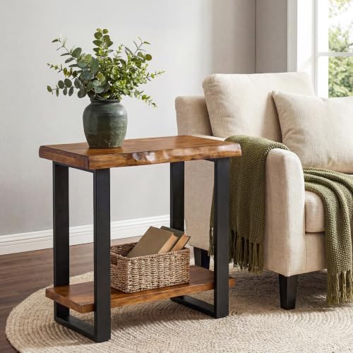 Tribesigns Solid Wood Side Table, Industrial Pine Wood Nightstand - Image 4