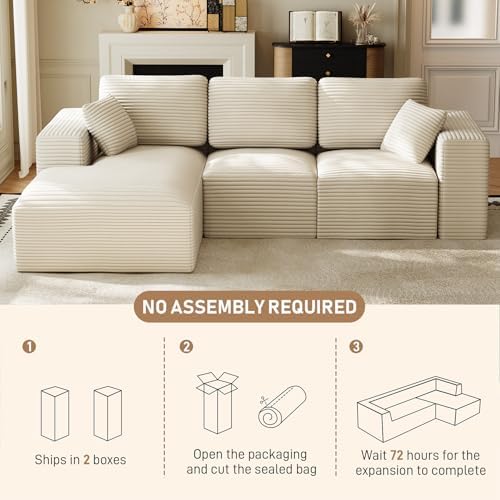ONEMMLION 109" L-Shaped Cloud Boneless Couch Sofa - Image 5