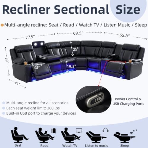 Leather Power Reclining Sectional Sofa Set - Image 2