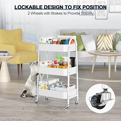 EAGMAK 3 Tier Utility Rolling Cart, Metal Storage Cart - Image 4