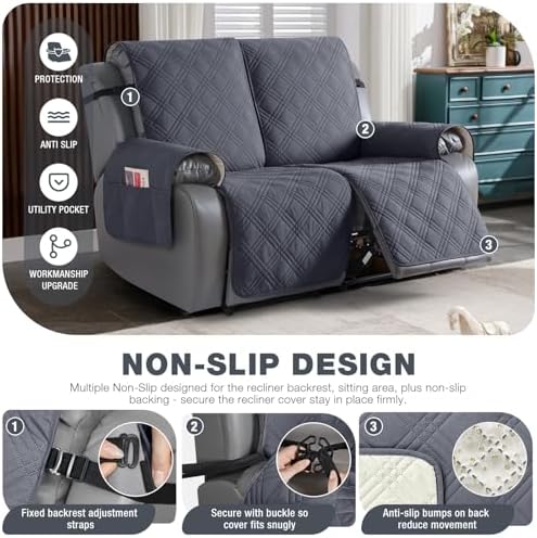 TAOCOCO 100% Waterproof Recliner Loveseat Covers 2 Seater, Split Loveseat Covers - Image 5