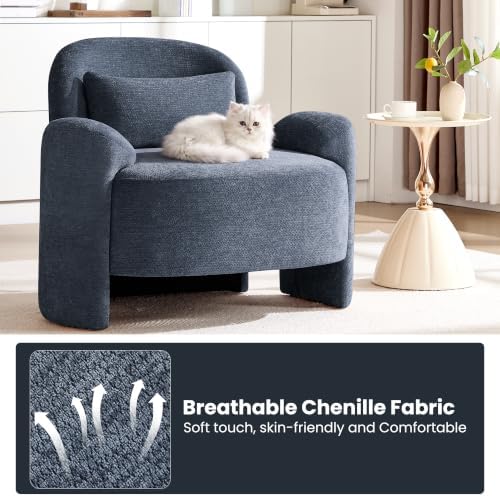 Accent Chairs Set of 2, Modern Chenille Fabric Lounge Reading Sofa - Image 4