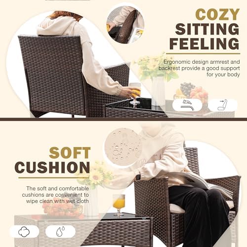Homall 4 Pieces Outdoor Patio Furniture Set, Rattan Chairs - Image 2