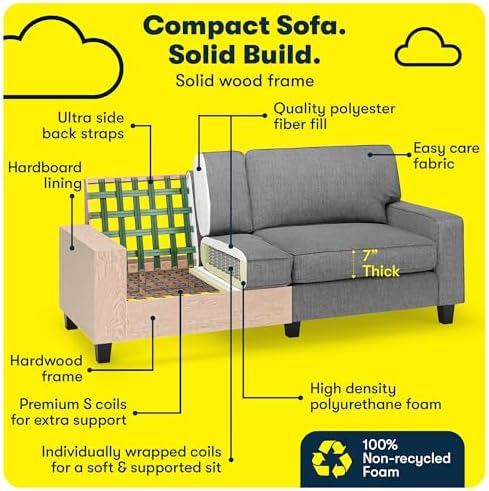 Serta Palisades 78" Track Arm Sofa, Easy Care Polyester, Soft Pillow Back - Image 5