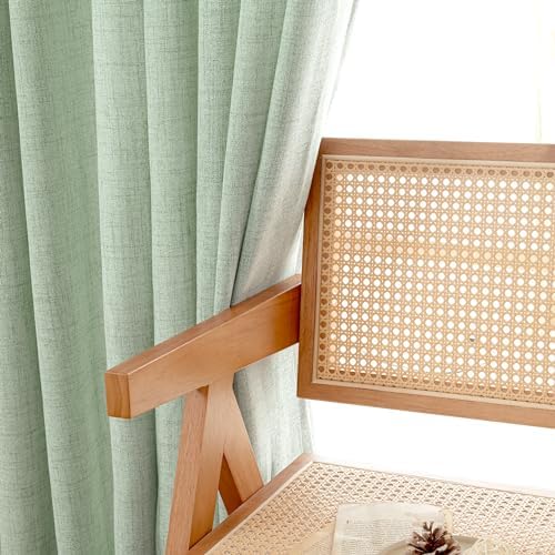 YoungsTex Sage Green Linen Curtains 80 Inch Length - Image 5