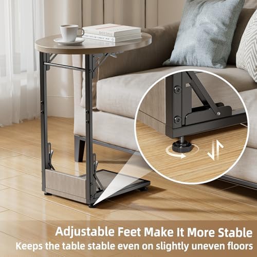 Elbourn Folding Side Table End Couch Tables, C-Shaped TV Stand - Image 6