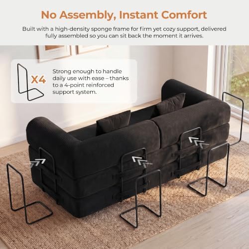 79" Convertible Futon Sofa Bed, Boneless Couch - Image 6