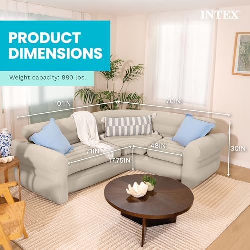 Intex Inflatable Corner Sofa, L-Shaped Couch Family Lounge - Image 4