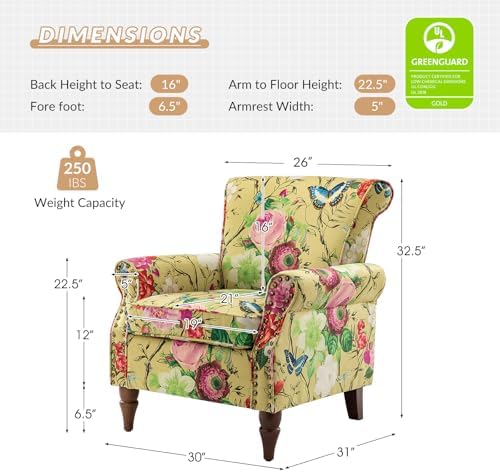 HULALA HOME Traditional Floral Accent Chair - Image 2
