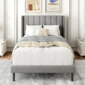 Gruwans Twin Bed Frames with Wingback Headboard, Upholstered Platform Beds by Gruwans