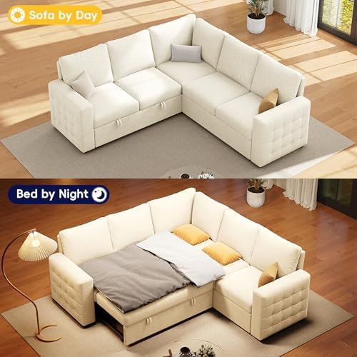 86" Sectional Sleeper Sofa Bed, 5 Seat Pull Out Couch - Image 4