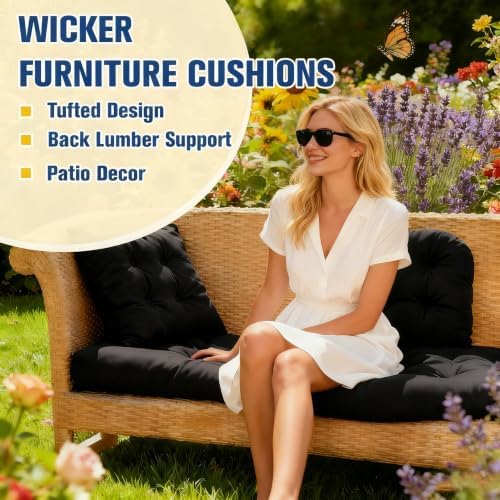 Wicker Furniture Cushions Outdoor, Patio Seat Chair Pads, Waterproof - Image 3
