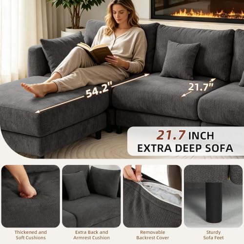 112.4'' Cloud Couch, L Shaped Modular Sectional Sofa - Image 4