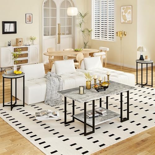 Lamerge 3 Pieces Living Room Table Set, Coffee Table - Image 3