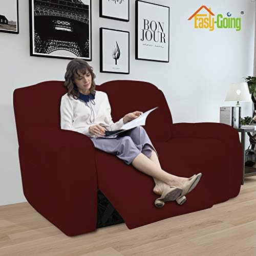 Easy-Going 6 Pieces RV Recliner Loveseat Sofa Slipcover Wine - Image 2
