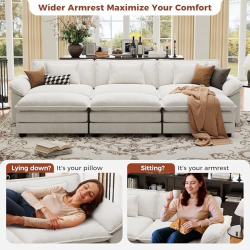 CDCASA 120" Oversized Modular Sectional Sofa Bed, Comfy Cloud Couch w/ 3 - Image 6