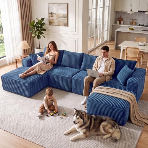 118" U Shaped Boneless Couches for Living Room, Modular Sectional Sofa - Image 3
