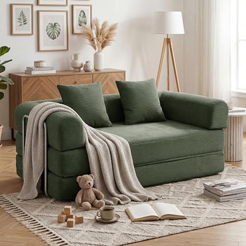 59'' Convertible Compressed Corduroy Folding Cloud Sofa Bed, Modern Boneless by GORGENIUS