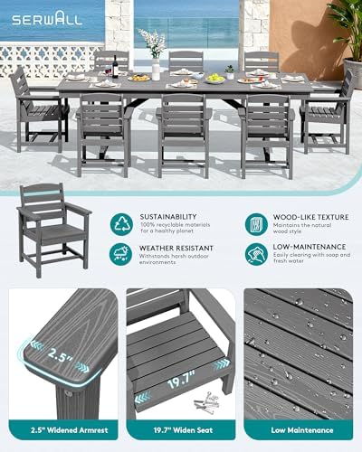 SERWALL Outdoor HDPE Dining Chairs Set of 4 - Image 4