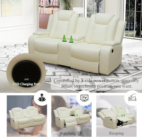 Power Recliner Set with LED Lights, Air Leather Reclining Set with USB - Image 4