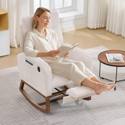 Garvee Upholstered Nursery Rocking Chair Glider Rocker Recliner w/Footrest - Image 6